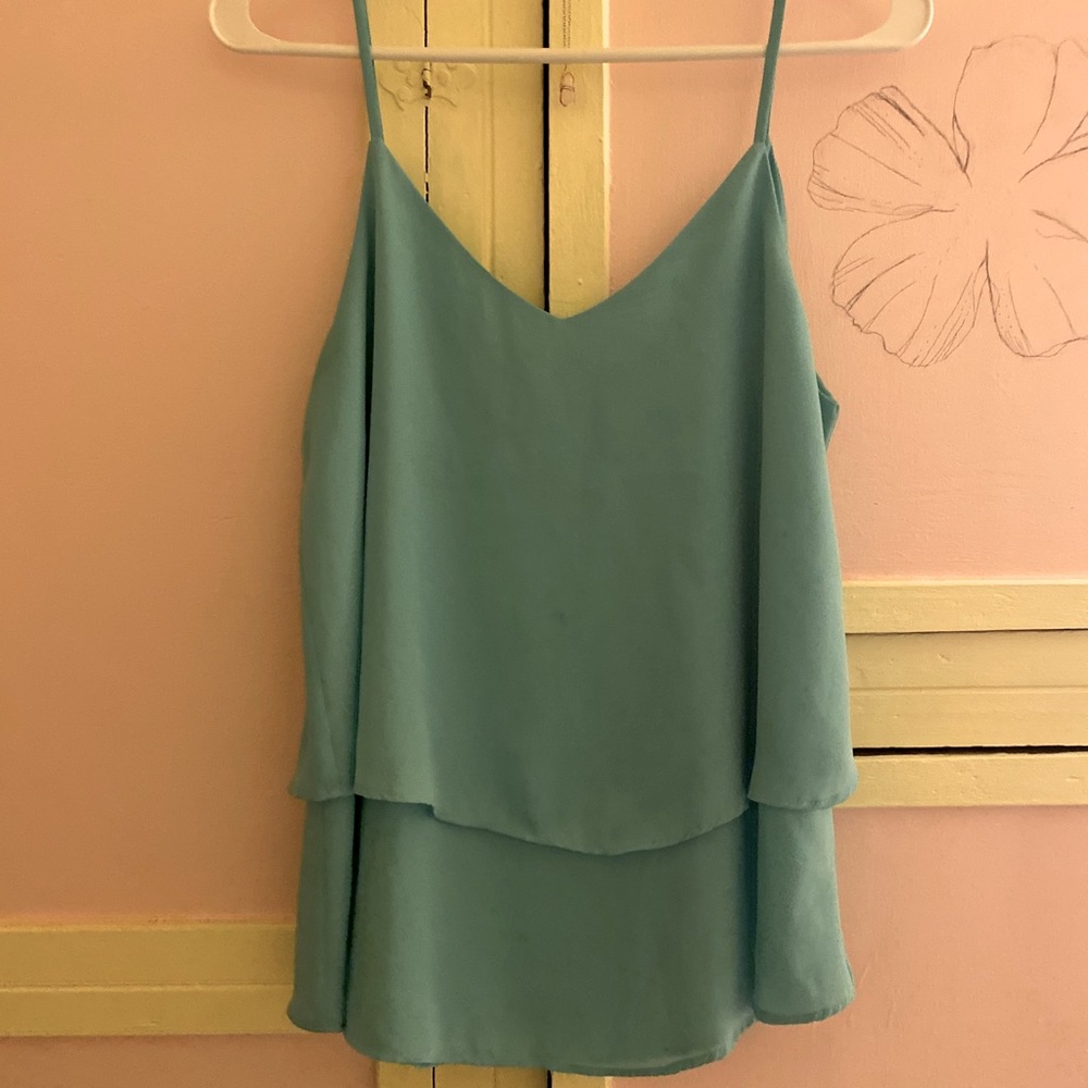 Teal flowy tank top
